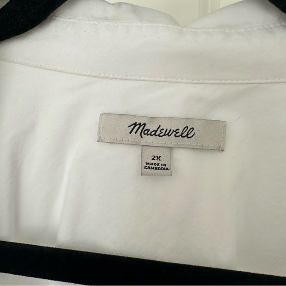 Madewell (2X) Crisp White Cotton Poplin Oversized Relaxed Fit Button Down Shirt - Picture 3 of 8